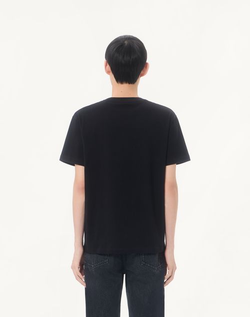 Valentino - Valentino Cotton T-shirt With Vgold - Black - Man - T-shirts And Sweatshirts